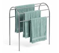 Porte-serviettes sur pied, support serviettes de bain, inox brossé, 6 barres
