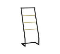 Porte-serviettes sur pieds en bambou et acier avec 4 barres support 40,5L x 28l x 98H cm - noir et naturel