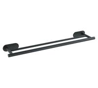 Porte-serviettes Turbo-Loc Orea Noir Mat, fixation sans perçage, 2 longues barres pour serviettes de bain et de toilette, acier inoxydable de haute qualité, noir mat, 60 x 4,5 x 12 cm