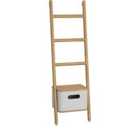 Porte-serviettes vertical gris clair en forme d'échelle pour la salle de bain, avec tiroir, couleur mate | 66161
