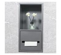 Porte-shampoing et articles de toilette encastré en acier inoxydable pour douche - Étagère de rangement grise pour salle de bain avec compartiment poubelle, 20 x 40 x 14 cm (7,87 x 15,74 x 5