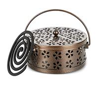 Porte Spirale Anti Moustique en Métal, Support Spirale Anti Moustique pour Intérieur et Extérieur, Boite pour Spirale Anti Moustique Fer pour Maison, Extérieur, Pêche, Voyage (Bronze)