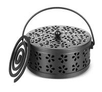 Porte Spirale Anti Moustique en Métal, Support Spirale Anti Moustique pour Intérieur et Extérieur, Boite pour Spirale Anti Moustique Fer pour Maison, Extérieur, Pêche, Voyage (Noir)