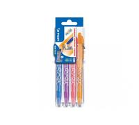 Porte-stylos et 4 stylos-bille pilot frixion ball clicker set2go pointe moyenne 0.7mm orange/turquoise/mauve/corail