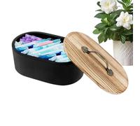 Porte-Tampons Salle De Bain Distributeur Coton, Cotons-tiges, cosmétiques, | Rangement en bois avec couvercle produits féminins contient cotons, médicaments, cosmétiques, épingles