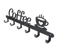 Porte-tasses mural café créatif noir en fer 1 set | Style vintage, installation facile, pour tasses et ustensiles, accessoires de fixation inclus