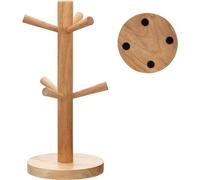 Porte-tasses Unyqoos® en bois d'hévéa – Rangement pour tasses, idéal pour plan de travail et table, amovible, capacité pour 6 tasses, dimensions : 32 cm (hauteur) x 12,5 cm (largeur), montage sans out