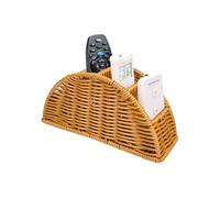 Porte-télécommande Avec 4 Compartiments, Organisateur De Télécommandes Multifonction Organisateur De Bureau En Rotin Imitation Boite De Rangement Télécommande Pour Salon, Chambre, Bureau, 23x8cm