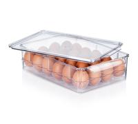 Porte-œufs en plastique - VILDE - 24 œufs - 32x21x8 cm - Plastique transparent - Couvercle pratique - Empilable