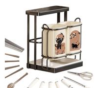 Porte-Ustensiles Cuisine Comptoir Support de rangement multifonction avec | Support Mural à Cuillères Pour fourchettes cuillères spatules mur comptoir maison restaurant Noir