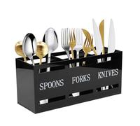 Porte-Ustensiles Cuisine en Acrylique avec 3 Compartiments, Pot Ustensiles Cuisine Organisateur de Couverts Moderne - Ouvert pour Cuillères, Fourchettes, Couteaux, Grande Capacité et Facile à Nettoyer