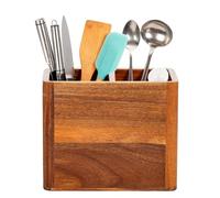 Porte-ustensiles de comptoir, organiseur rustique en bois antidérapant - Porte-ustensiles de comptoir, décoration de cuisine, pour couverts, cuillères, spatules, maison, appartement et restaurant