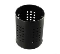 Porte-ustensiles de cuisine en acier inoxydable avec trou de ventilation rond, égouttoir à couverts pour organiser le plan de travail, tube de baguettes de comptoir peu encombrant (noir moyen)