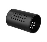 Porte-ustensiles de cuisine en acier inoxydable avec trou de ventilation rond, égouttoir à couverts pour organiser le plan de travail, tube de baguettes de comptoir peu encombrant (noir, taille S)