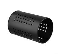 Porte-ustensiles de cuisine en acier inoxydable avec trou de ventilation rond, égouttoir à couverts pour organiser le plan de travail, tube de baguettes de comptoir peu encombrant (noir, grand)