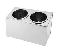 Porte-ustensiles de Cuisine en Acier Inoxydable, Seau de Rangement Antidérapant pour Organiser les Outils de Cuisine à la Maison (2 compartiments 700 ml)