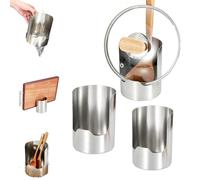 Porte-ustensiles de cuisine multifonction, en acier inoxydable épais, support vertical pour dessus de cuisinière, cuillère, spatule, louche, support de couvercle de casserole, support de planche à