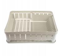 KADAX Égouttoir à vaisselle rectangulaire avec porte-couverts, égouttoir à vaisselle avec bac d'égouttement, égouttoir pour cuisine, blanc