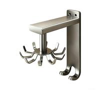 Porte-ustensiles de cuisine rotatif à 360 degrés en aluminium avec 10 crochets pour outils de cuisine, organiseur mural, gris, 14 cm (gris)