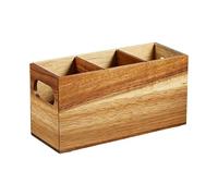 Porte-ustensiles en bois extra large rustique avec 3 compartiments | Porte-ustensiles de comptoir pour spatule, louche, fourchette, cisaillement, maison, restaurant, barbecue