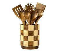 Porte-ustensiles rotatif en bois pour ustensiles de cuisine | Porte-ustensiles, pot pour plan de travail, appartement, style rustique, spatules, baguettes chinoises, batteur