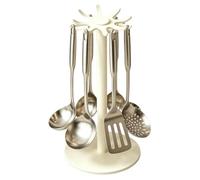 Porte-Ustensiles Rotatif Pour Plan De Travail Support Rotatif 360° Pour | Range-Ustensiles Cuisine Pour cuillère à spaghetti écumoire louche spatule presse-purée Blanc