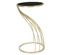 Porte-vase Flush rond en C en fer doré et plateau en verre noir 35x60 cm