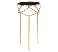 Porte-vase Ring rond avec anneaux en fer doré et plateau en verre noir 40x80 cm