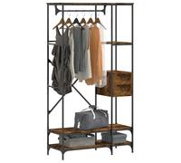 vidaXL Porte-vêtements avec étagères chêne fumé bois d'ingénierie, porte-manteau, tringle à vêtements, portant à vêtements, 847861