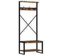 Porte-vêtements en bois de récupération - vidaXL - 80x40x190 cm - Multicolore - Tringle de suspension