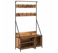 Porte-vêtements en bois d'ingénierie - vidaXL - 100x41x184 cm - Bois ancien - 3 étagères - Durable - Rangement