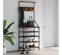 vidaXL Porte-vêtements avec rangement chaussures Chêne fumé