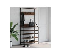 vidaXL Porte-vêtements et rangement des chaussures – Chêne marron