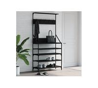 vidaXL Porte-vêtements et rangement des chaussures noir 90x34x184 cm