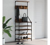 vidaXL Porte-vêtements avec rangement chaussures Chêne fumé