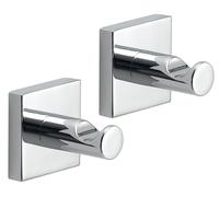 Porte-vêtements Manila, chromé, en acier inoxydable 304, Cromall et verre dépoli, dimensions : 4,7 x 4,7 x 4,8 cm, poids : 0,1 kg, design exclusif.