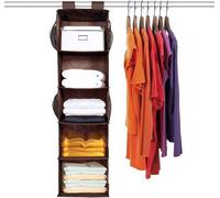 Porte-vêtements mural, pliable, 5 cintres étroits, armoire, marron