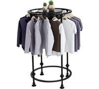 Porte-vêtements rond noir commercial - Présentoir au sol en acier inoxydable pour vêtements de vente au détail et de chambre à coucher, porte-robes en spirale - Fournitures de boutique (70x)