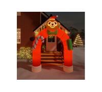 vidaXL Porte Voûtée Gonflable de Noël avec LED Décoration de Noël Ornement de Vacances Décoration de Fête Ornement de Jardin Extérieur 380 cm G