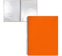 Porte-Vues à Spirales, Porte Documents avec Pochettes Transparentes A4, Protège-Document Opaque, Orange 30 Pochettes