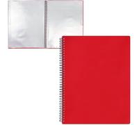 Porte-Vues à Spirales, Porte Documents avec Pochettes Transparentes A4, Protège-Document Opaque, Rouge 40 Pochettes