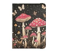 Portefeuille de voyage en cuir imperméable avec motif champignon et papillon fantaisiste pour femme