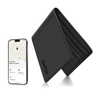 Portefeuille pour homme, traqueur Bluetooth intégré avec Apple Find My (iOS uniquement), portefeuille Air Tag à deux volets avec blocage RFID, traqueur GPS, localisateur de portefeuilles rechargeable