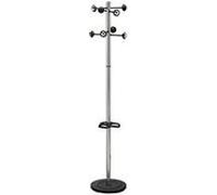 Unilux 100340697 Accueil Portemanteau sur pied à Tête Tournante avec 8 Patères Porte-Parapluies et Egouttoir 175 x 34 cm Chrome