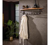 Portemanteau en bois massif, mural MASSIMO 8 crochets