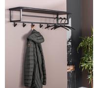 Portemanteau en bois massif noir mural CONY 6 crochets