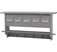 Portemanteau HWC-C49, Portemanteau mural Étagère murale, vintage avec 5 tiroirs 32x65x13cm ~ Shabby Look, gris