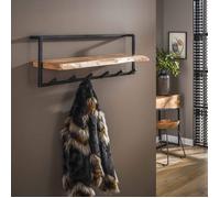 Portemanteau mural 100x25x32 cm en acacia massif et métal - ALONG