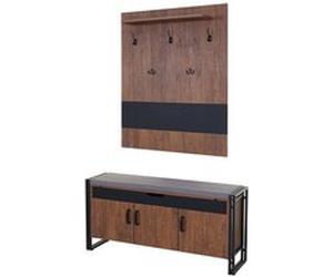 Portemanteau mural + banquette MENDLER HWC-A27, 53x110x30cm, aspect chêne Marron G