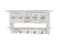 Mendler Portemanteau mural Vestiaire métal 5 tiroirs 65x13x32 cm Shabby chic blanc